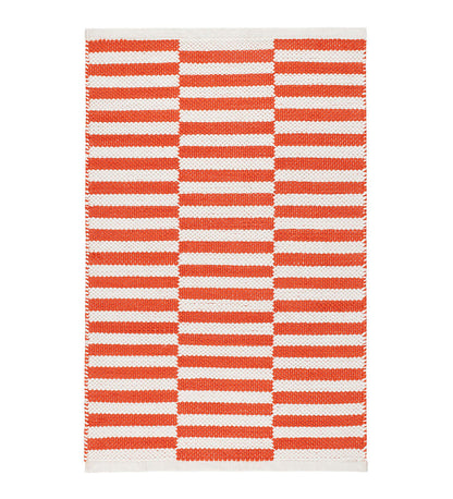 Allred Collaborative - Dash and Albert - Sailing Stripe Tangerine Handwoven Indoor / Outdoor Rug - Sailing Stripe Tangerine Handwoven Indoor / Outdoor Rug - DA1962-23