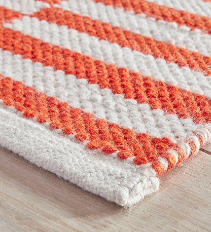 Allred Collaborative - Dash and Albert - Sailing Stripe Tangerine Handwoven Indoor / Outdoor Rug - Sailing Stripe Tangerine Handwoven Indoor / Outdoor Rug - DA1962-23