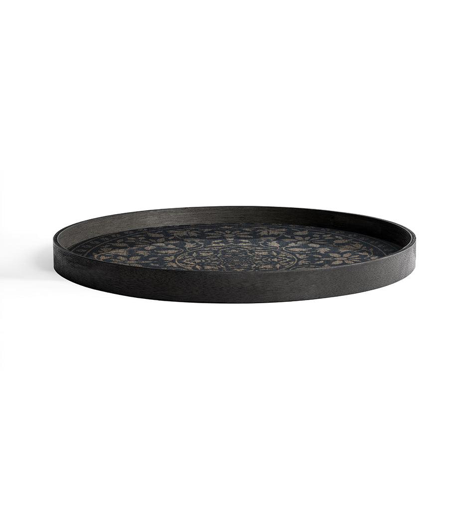 Allred Collaborative - Ethnicraft - Black Marrakesh Wooden Tray - Round - L - Black Marrakesh Wooden Tray - Round - L - 20436