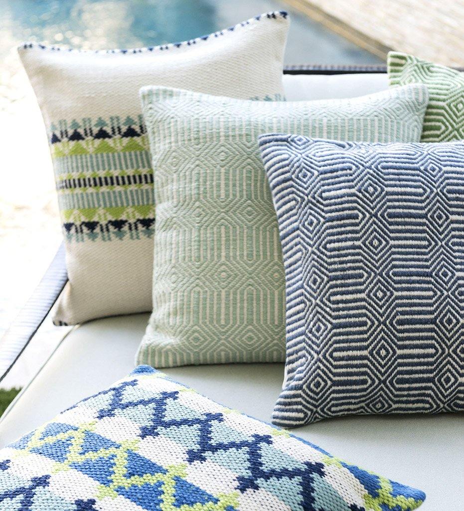 Allred Collaborative - Loloi - P0339 Aqua & Ivory Indoor/Outdoor Pillow - P0339 Aqua & Ivory Indoor/Outdoor Pillow - PSETP0339P3AQIV