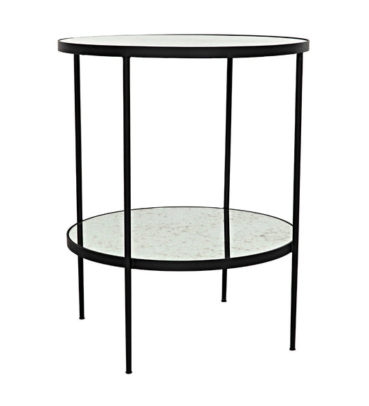 Allred Collaborative - Noir - Anna Side Tables - Black Steel with Antiqued Mirror - Anna Side Tables - Black Steel with Antiqued Mirror - GTAB622MTB