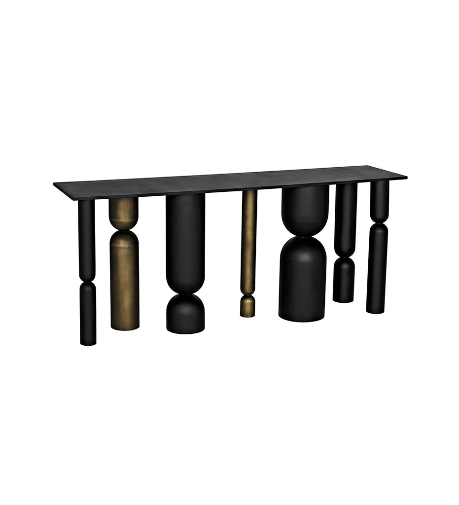 Allred Collaborative - Noir - Figaro Console - Black Metal and Aged Brass Finish - Figaro Console - Black Metal and Aged Brass Finish - GCON390MTBAB