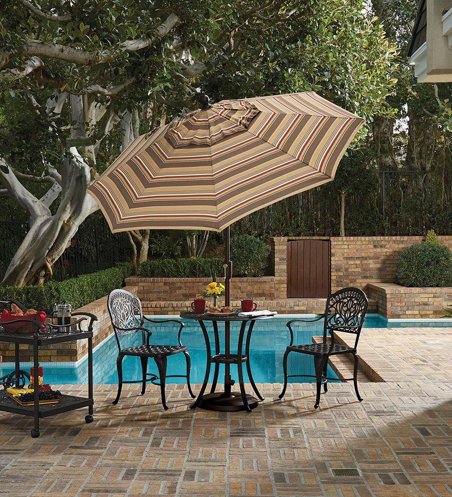 Allred Collaborative - Treasure Garden - 7.5' Push Button Tilt Round Umbrella - 7.5' Push Button Tilt Round Umbrella - UM907-00-Bronze