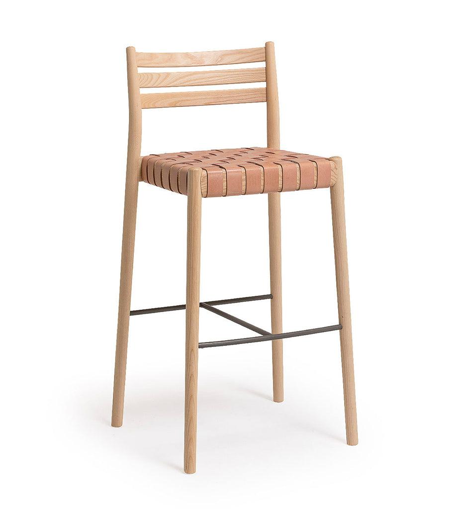 Allred Collaborative - Verges Design - Bogart Bar Stool with Backrest - Woven Cord Seat - Bogart Bar Stool with Backrest - Woven Cord Seat Bogart Bar Stool with Backrest - Woven Cord Seat - Ash 515-03-ASH