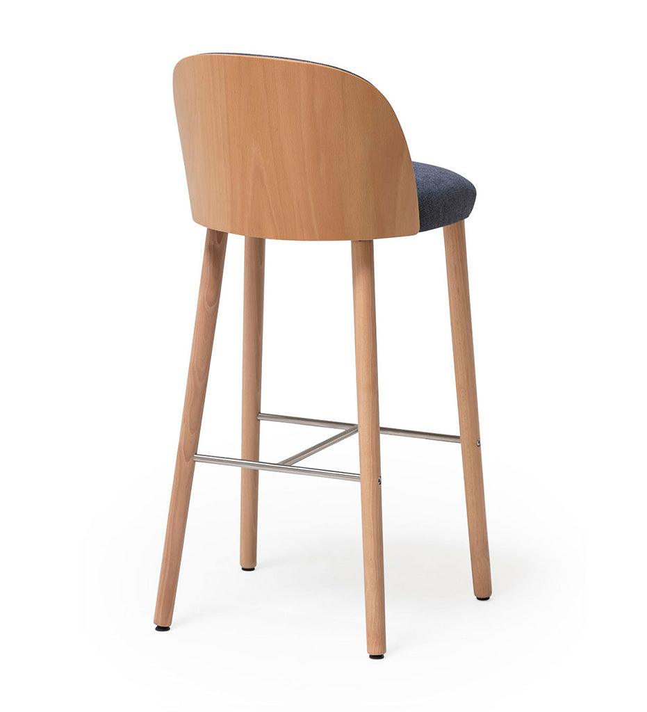 Allred Collaborative - Verges Design - Cistell Slim Bar Stool - Wood Legs - Upholstered Inner Back - Cistell Slim Bar Stool - Wood Legs - Upholstered Inner Back Cistell Slim Bar Stool - Wood Legs - Upholstered Inner Back - Beech 796-03-BCH