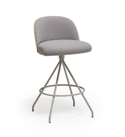 Allred Collaborative - Verges Design - Cistell Slim Counter Stool - Swivel Base - Upholstered Inner Back - Cistell Slim Counter Stool - Swivel Base - Upholstered Inner Back Cistell Slim Counter Stool - Swivel Base - Upholstered Inner Back - Beech 798-04-BCH