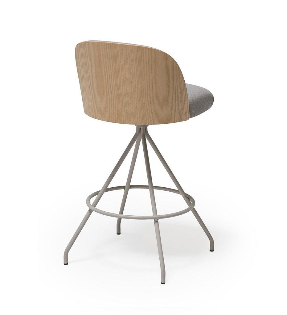 Allred Collaborative - Verges Design - Cistell Slim Counter Stool - Swivel Base - Upholstered Inner Back - Cistell Slim Counter Stool - Swivel Base - Upholstered Inner Back Cistell Slim Counter Stool - Swivel Base - Upholstered Inner Back - Beech 798-04-BCH