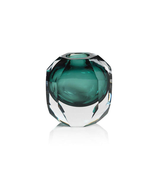 Allred Collaborative - Zodax - Aman Emerald Cut Glass Vase - Aman Emerald Cut Glass Vase - CH-6814