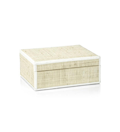 Allred Collaborative - Zodax - Atelier Natural Fiber Raffia Box with Leather Trim - Small - Atelier Natural Fiber Raffia Box with Leather Trim - Small - NCX-3056