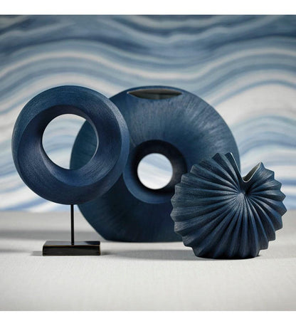 Allred Collaborative - Zodax - Blue Palm Shell Porcelain Vase - Blue Palm Shell Porcelain Vase - TH-1679