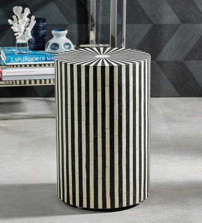 Allred Collaborative - Zodax - Bone Inlay Striped Round Stool - Bone Inlay Striped Round Stool Bone Inlay Striped Round Stool - Default Title IN-7132