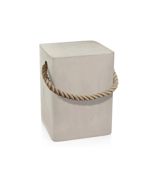 Allred Collaborative - Zodax - Isola Concrete Stool/Side Table with Rope Handle - White - Isola Concrete Stool/Side Table with Rope Handle - White Isola Concrete Stool/Side Table with Rope Handle - White - Default Title VT-1392