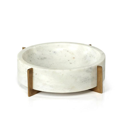 Allred Collaborative - Zodax - Nairobi Marble Bowl on Gold Metal Base - Nairobi Marble Bowl on Gold Metal Base - IN-7171