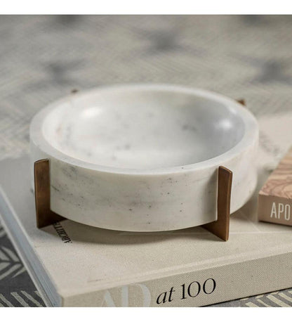 Allred Collaborative - Zodax - Nairobi Marble Bowl on Gold Metal Base - Nairobi Marble Bowl on Gold Metal Base - IN-7171