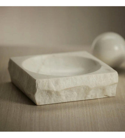 Allred Collaborative - Zodax - Rock Finish White Marble Square Bowl - Rock Finish White Marble Square Bowl - IN-7581