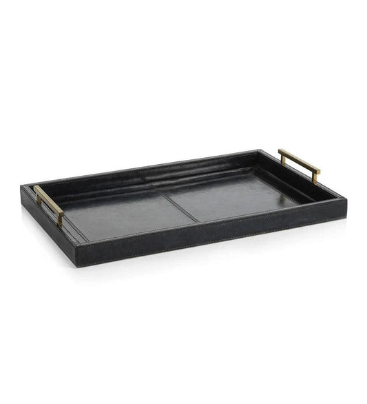 Allred Collaborative - Zodax - Savoy Blue Leather Bar Tray - Savoy Blue Leather Bar Tray - IN-7552